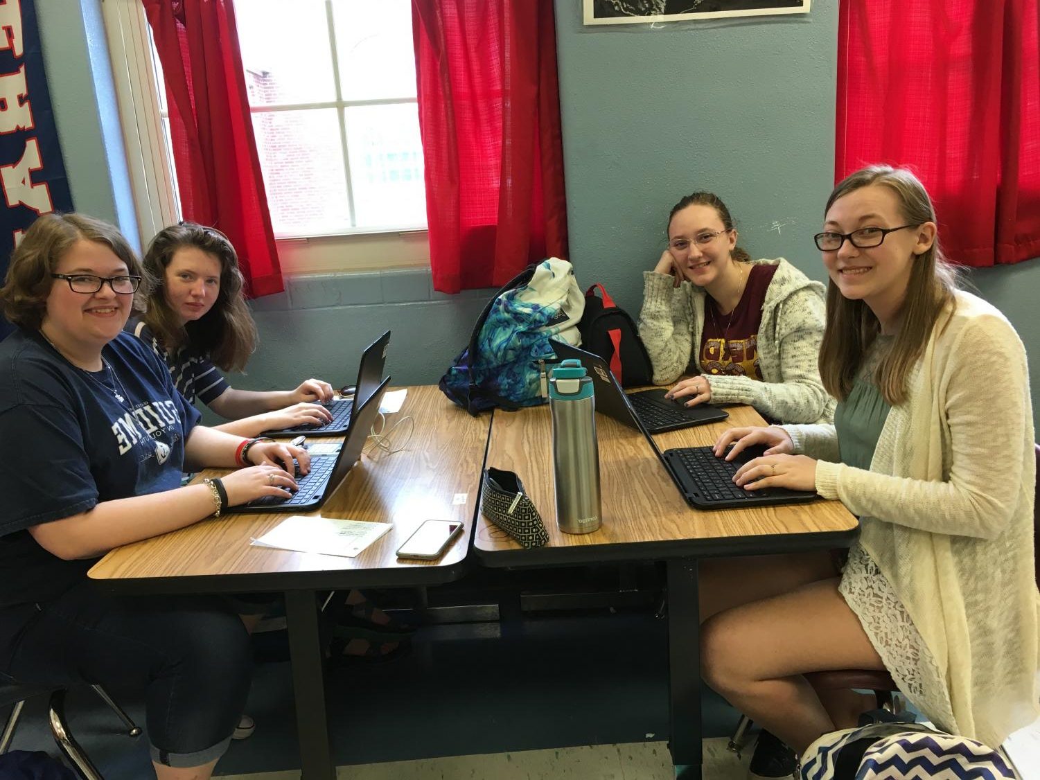 Staff Members of the Lafayette Times: Rebecca Bishop, Victoria Steward, Laura McPherson, and Nikki Cesiro