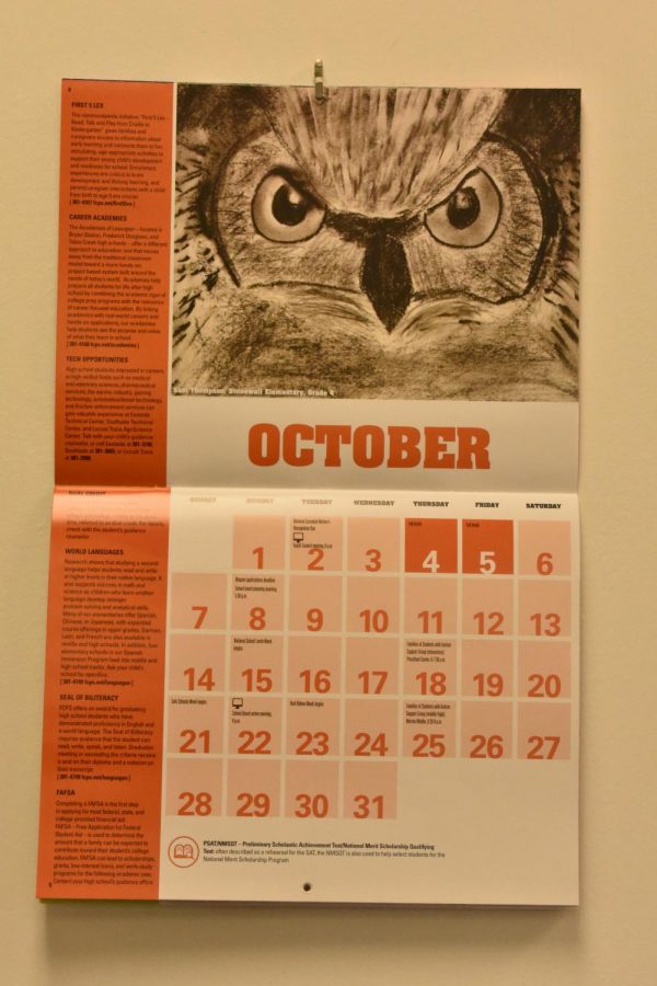 The 2018-2019 school calendar depicting the dates for fall break.