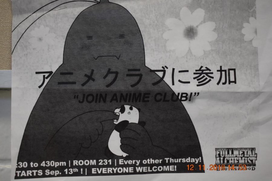 Anime Club's 2018-2019 flyer