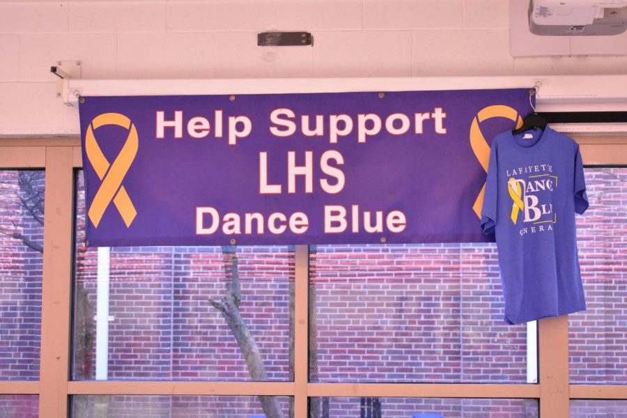 Dance Blue sign in Lafayettes cafeteria.