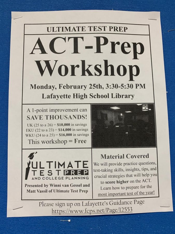 ACT-prep workshop poster with information.