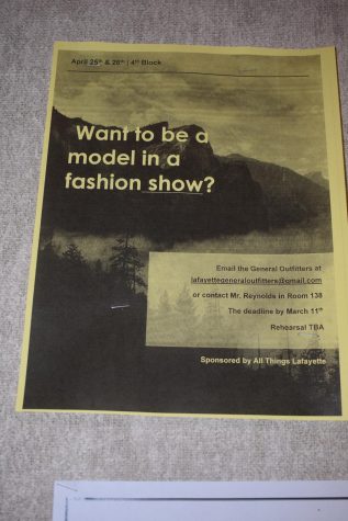 Advertisement for models for the fashion show. 