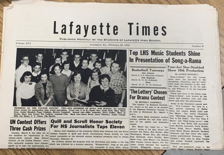 A paper copy of Lafayette’s newspaper from the 1950s