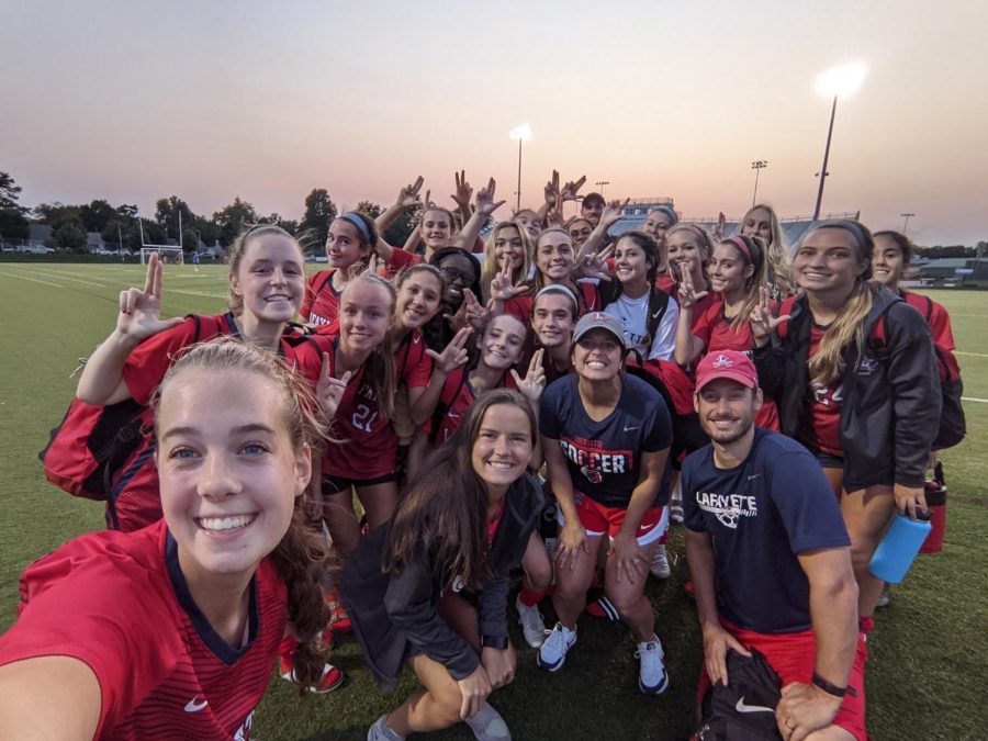 Lady Generals celebrate a recent win against Lady Cougars! (Lady Generals Varsity Team, picture taken from LHS Girls Soccer Twitter, with approval of Taylor Roden)