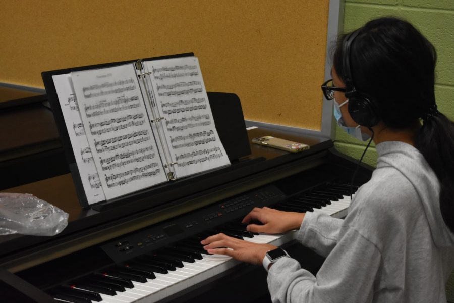 SCAPA piano student Grace Anne Preston practices piano.