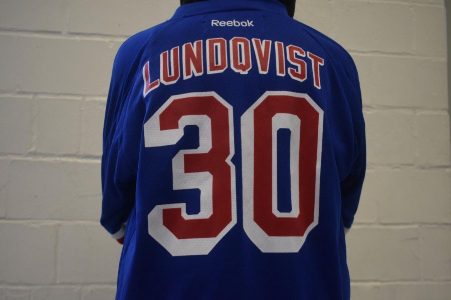 Molly Anderson, student at Lafayette High School wearing a jersey from her favorite Hockey Team, the New York Rangers