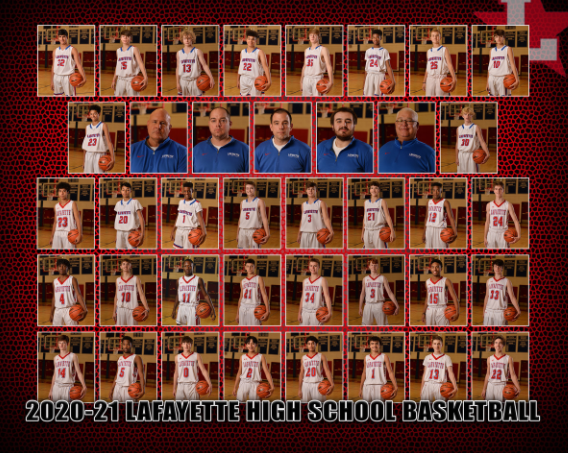 Due to COVID-19, the 2020-21 Lafayette Boy´s Basketball team found an alternative to the ¨usual¨ team picture.