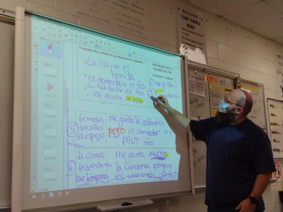 Señor Yeager teaching his class on January 27th