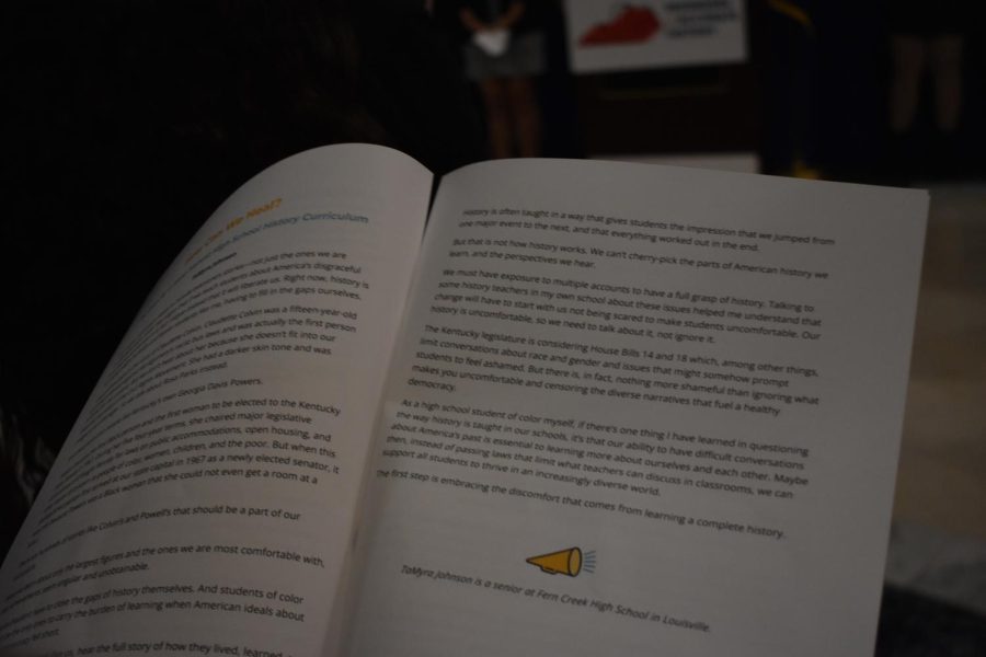 A booklet passed out by the Kentucky Student Voice Team, during a protest of House Bills 14 and 18 at the Kentucky State Capitol.