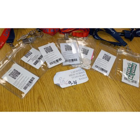 Several badges collected from students