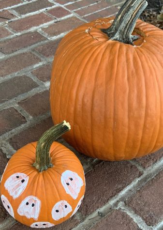 Lexington, KY- Two pumpkins were used to decorate a porch for Halloween.