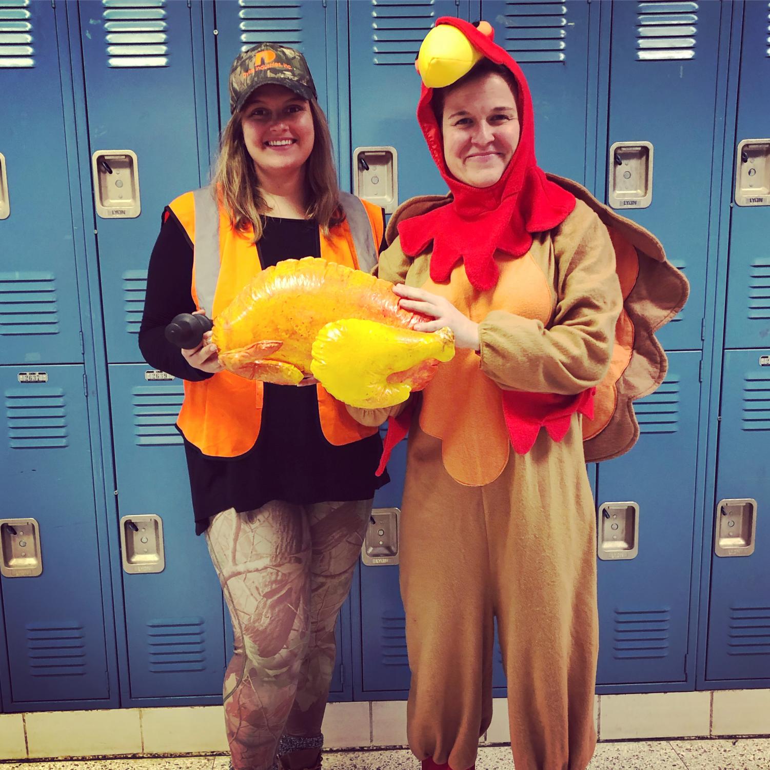 Lexington, KY. Ms. Walker (right) and Mrs. Ford (left) dressing up for Thanksgiving as one of their thanksgiving traditions at Lafayette High School.