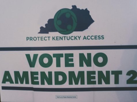 A sign encouraging people to vote no on Amendment 2.