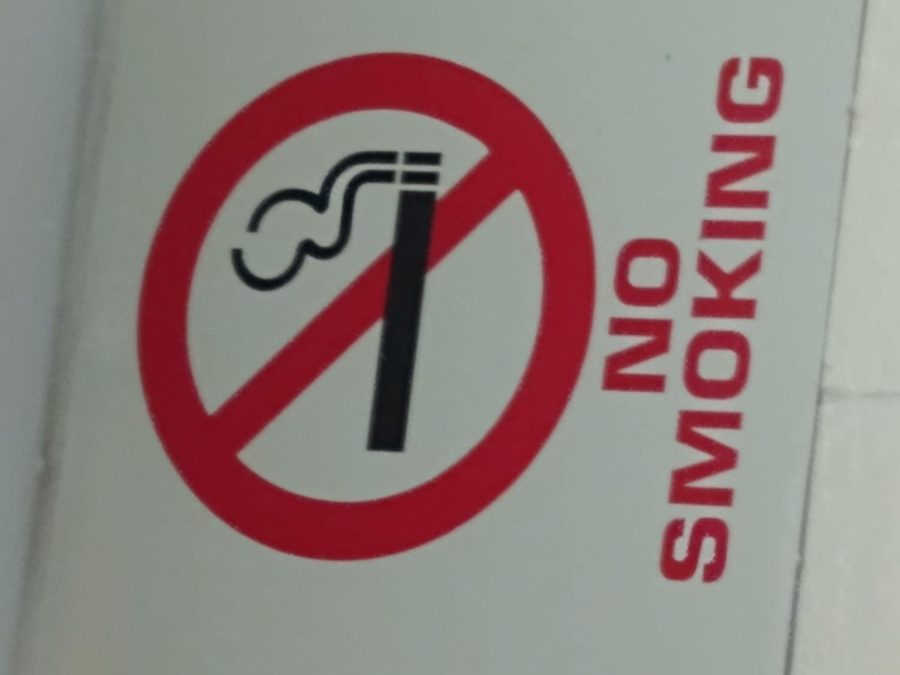 Lexington, KY. A no-smoking sign displayed in the girls bathroom at Lafayette High School.