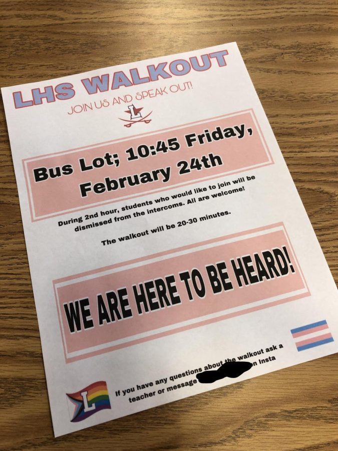 Lexington, KY. Flyers were found posted in multiple locations on the morning of the Lafayette student walkout to protest legislative bills in 2023. 