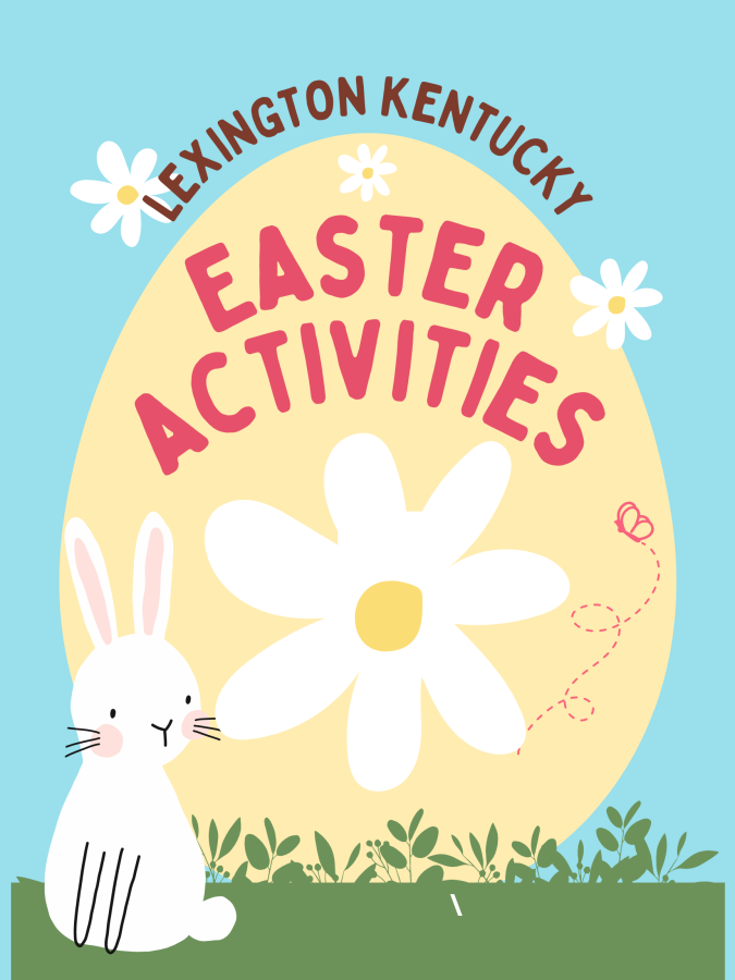 A+fun+graphic+poster+of+an+Easter+bunny+and+an+egg+waiting+for+you+to+read+about+the+fun+Lexington+Kentucky+Easter+activities+to+explore.