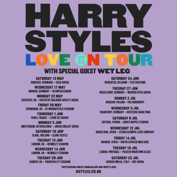 Hary Styles 2023 tour announcement poster, uploaded to Instagram via his story and a post.