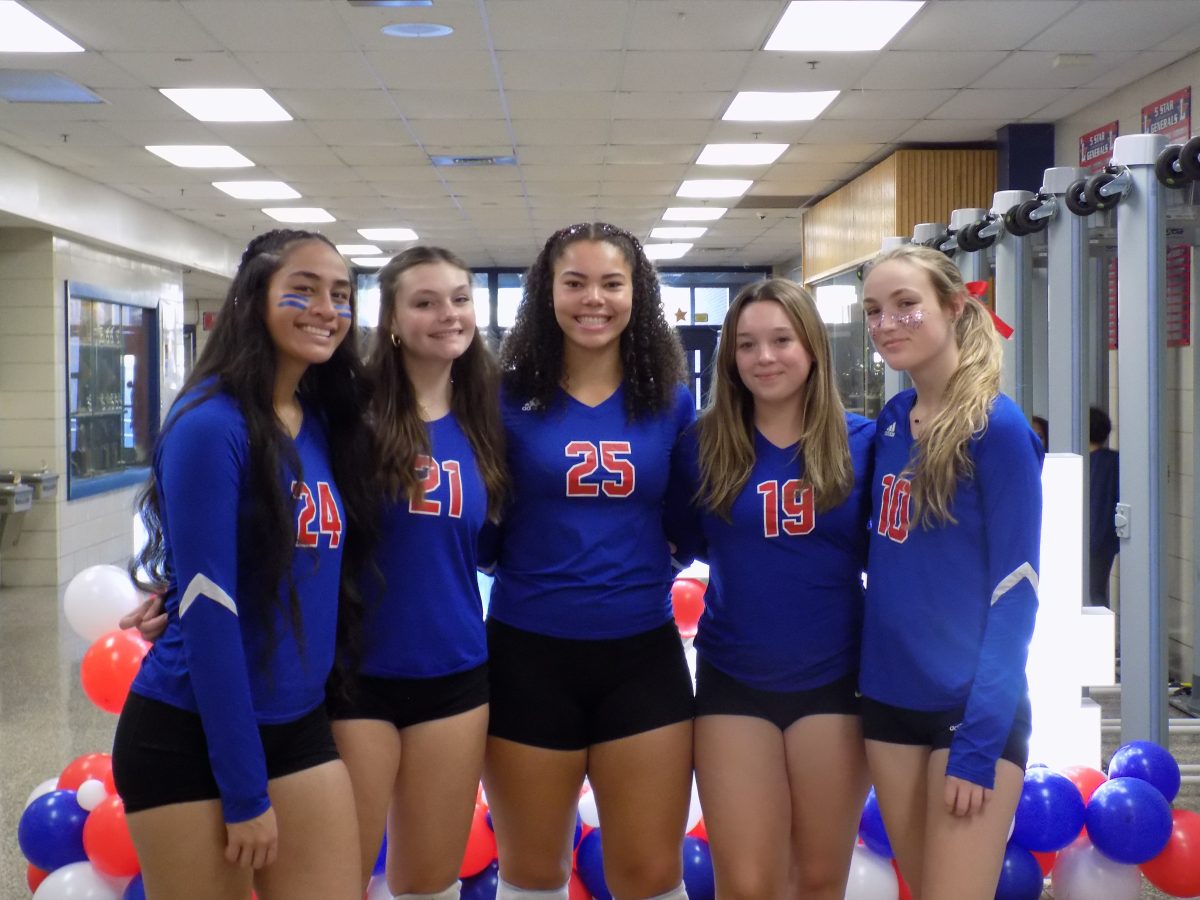 Lafayette Volleyball Seniors. From left to right: Cailyn Fuamatu, Sydney Lewis, Narrah Wilson, Annie Arnold, and Avery Habersack. October 12, 2023