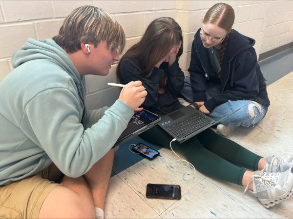 Students at Lafayette High School help each other work on a project. Photo taken on September 28th, 2023