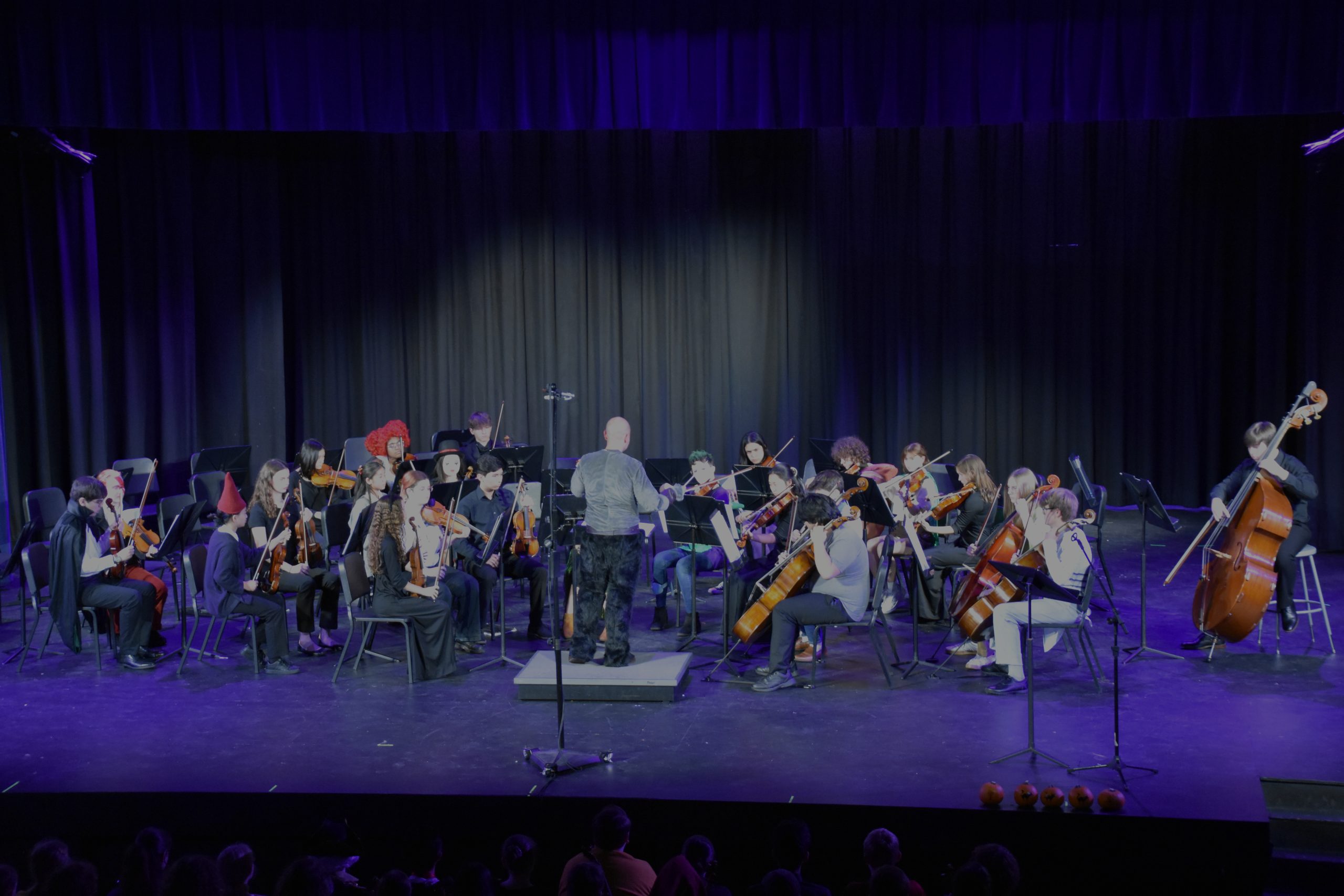 Dr. Kent conducting the Chamber Orchestra at the Fall Orchestra Concert at Lafayette High School, Beeler Auditorium, on October 20th, 2023.