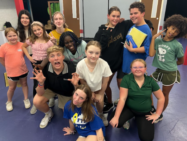 The 12 cast members in Zombie In Love at Lexington Childrens Theatre posing for a picture at an afternoon rehearsal on September 20th.