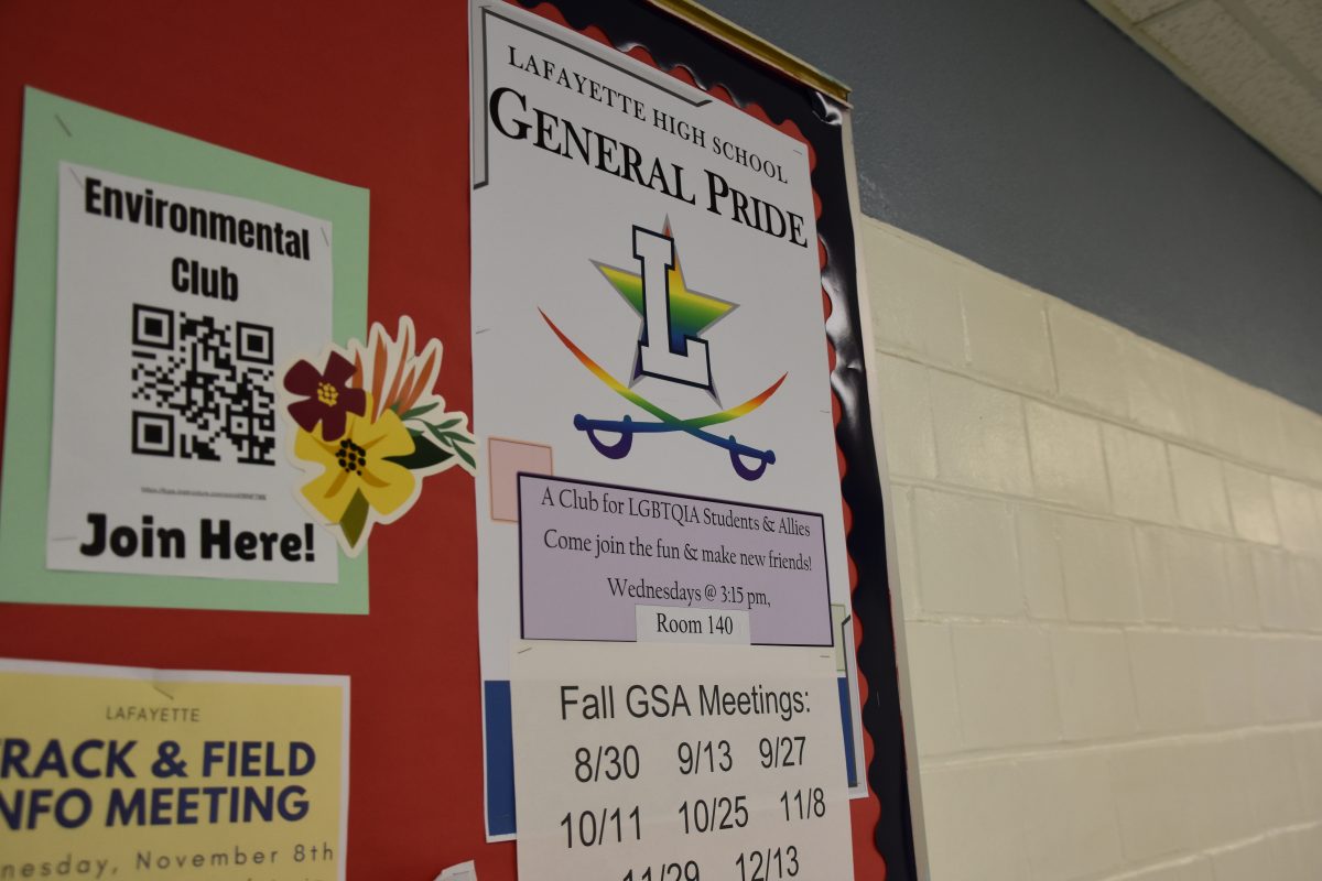 Photo+of+GSA+poster+on+school+bulletin+board+taken+on+November+15%2C+2023