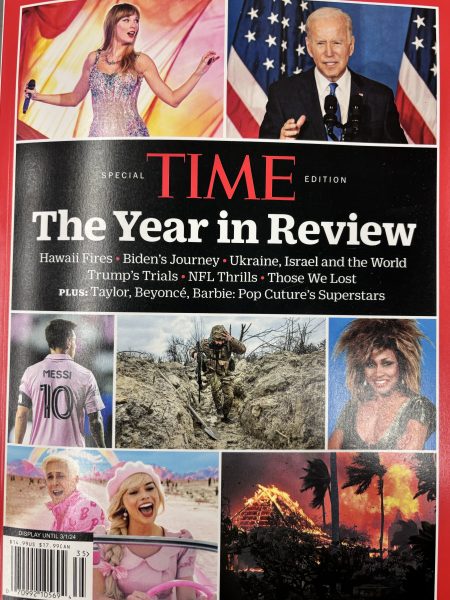 A picture of the cover of the Time: A Year in Review cover. Taken on December 17, 2023.