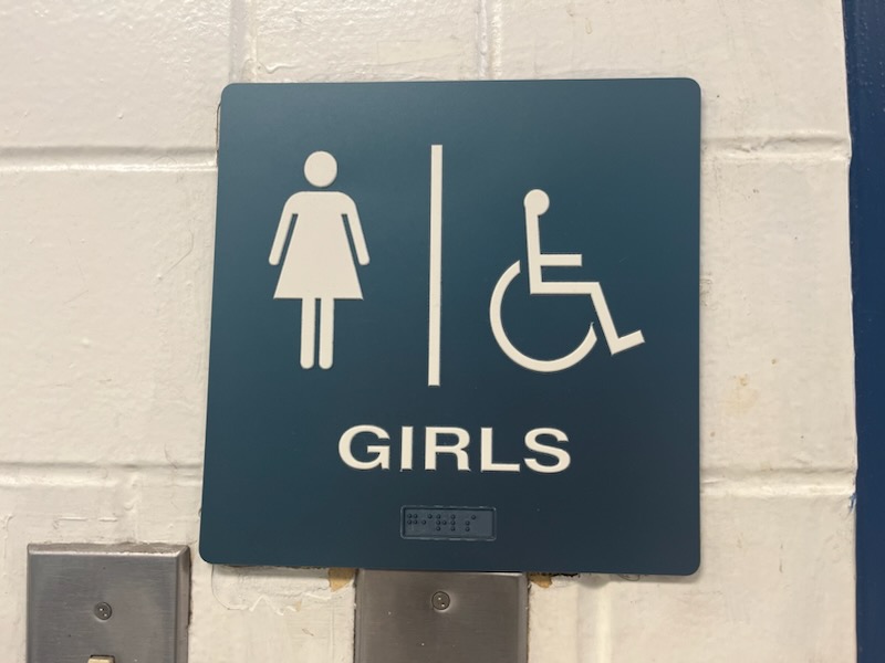 A picture of the girls English bathroom sign. Taken on 1/28/24.
