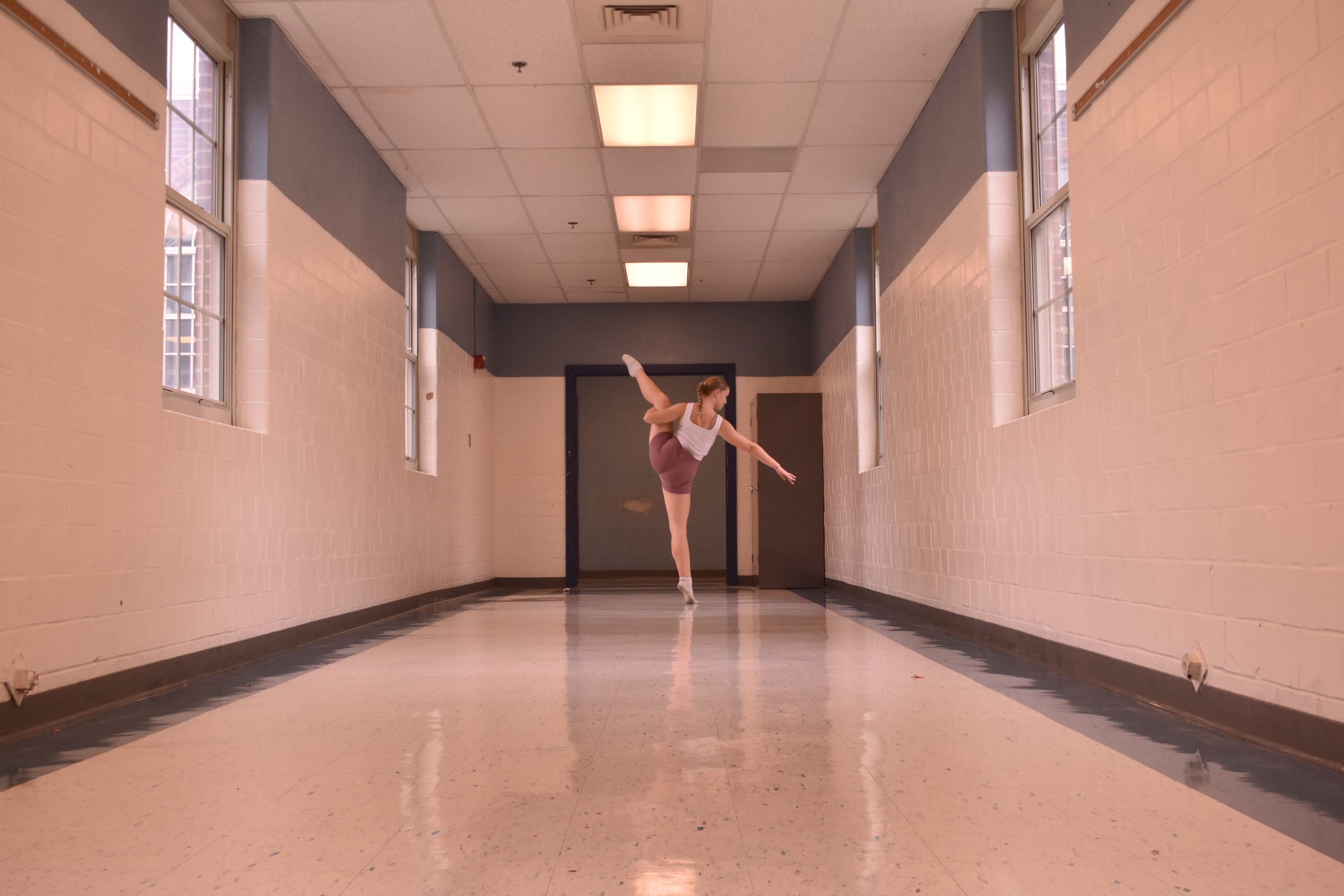 Cara Leo posing in the hallway between the courtyards on September 25, 2024.