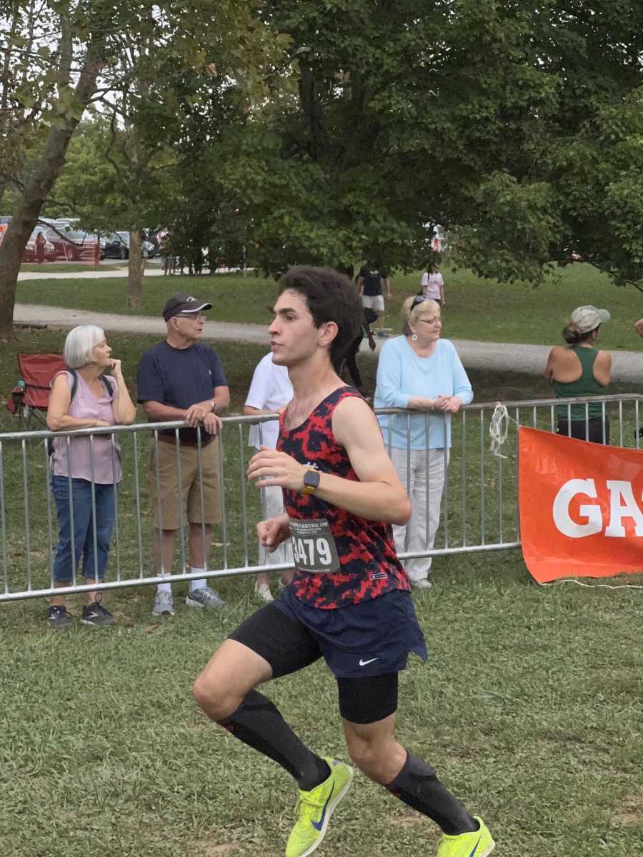 Senior Isaac McKinney running during the Junior/Senior race. Taken Sept. 21, 2024.