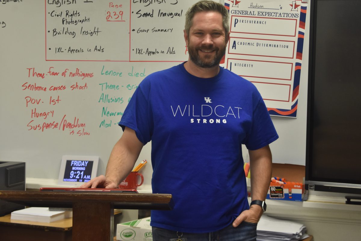 Mr. Hudson in his classroom, Room 218. Taken November 15, 2024.