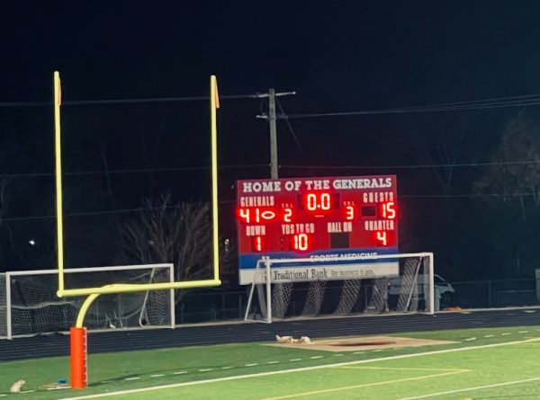 In the final scoreboard, Lafayette generals win 41 to 15. Photo taken November 1st, 2024.