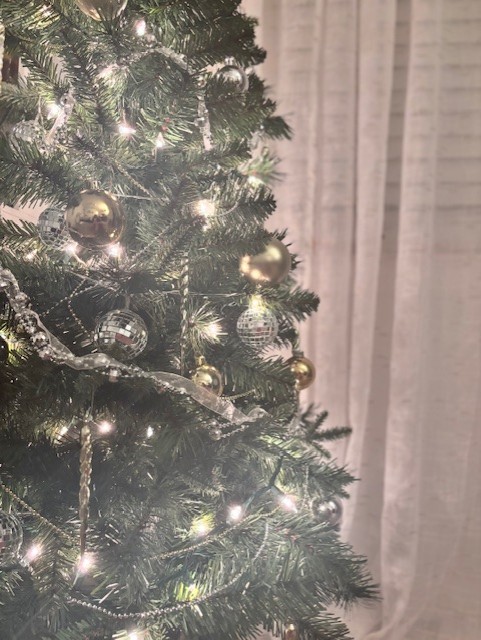 A close-up picture of a decorated Christmas tree for the 2024 season.