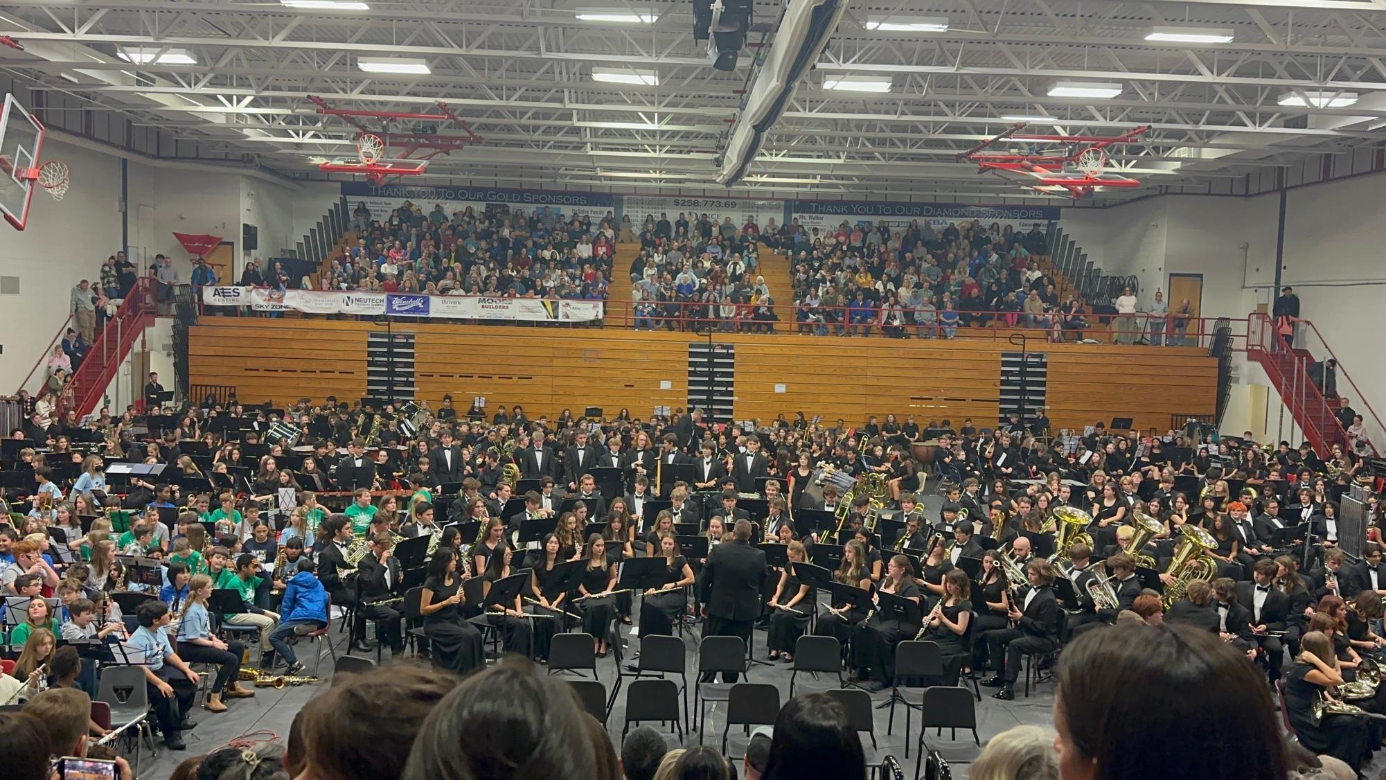 Mr. Bishop conducts the Lafayette Wind Symphony, in Lafayette's gymnasium during the area concert. Photo taken by Johnnie Bishop on Wednesday, December 11, 2024. 