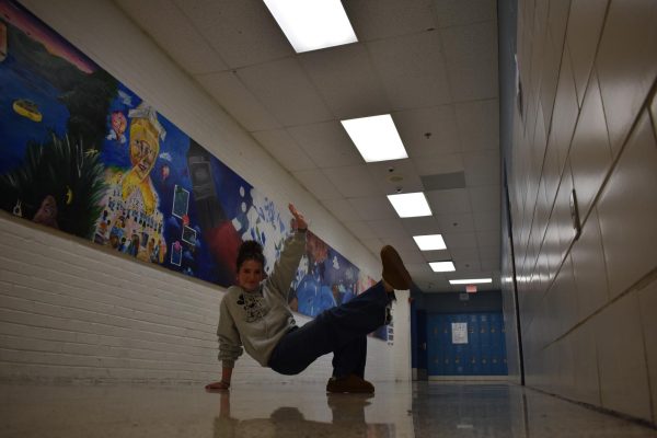 Brinley Hogue going through her hip-hop routine in the Lafayette hallway on November 14th, 2024.