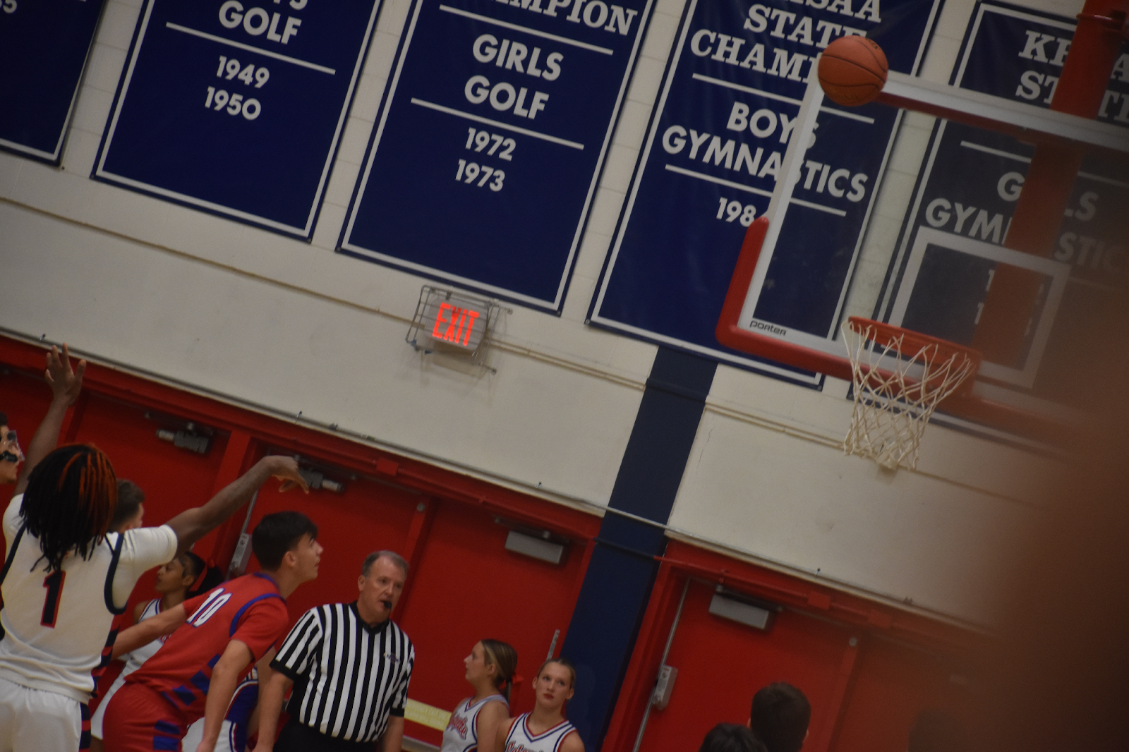 Photo taken on 12/3/24 of Number 1-KJ Jones who is scoring for Lafayette's team, bringing us closer to a win in a game against Lincoln County.