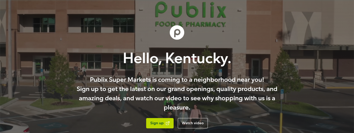 Publix website for upcoming locations in Kentucky at 3855 Fountainblue Lane and 1952 Stockton Way near Georgetown Road. Website visited February 10, 2025
https://hello.publix.com/