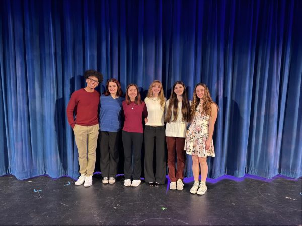 On March 25th at 7:00p p.m., a photo was taken in the Auditorium of the current student leadership of the National Honor Society. Each of them has an important role in the program to representing the program. From left to right, Jordan Woods (Social Media), Ellen Naish (Social Media), Maya Conn (Secretary), Abbey Helsby (President), Madeleine Michaelis (Vice President), and Rebecca Stankiewicz. With all these positions opening up next year since they are seniros,to step into leadership roles.