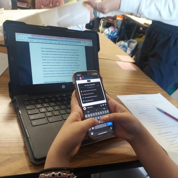 A student at Lafayette on October 10th, 2025, in English class at the end of the day who is using AI on an assignment to achieve a good grade.