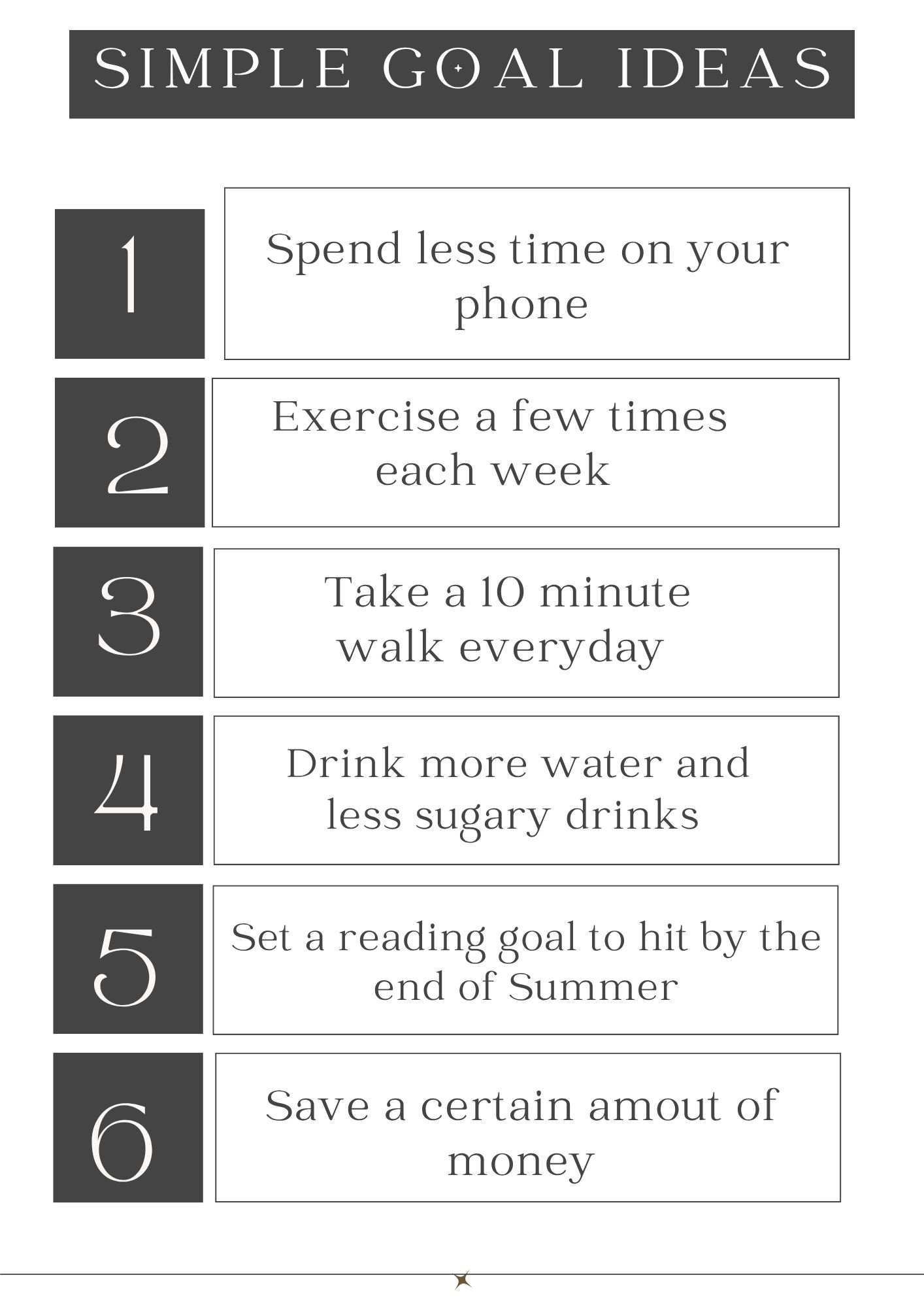 Canva made list of simple goals ideas for this summer. 
